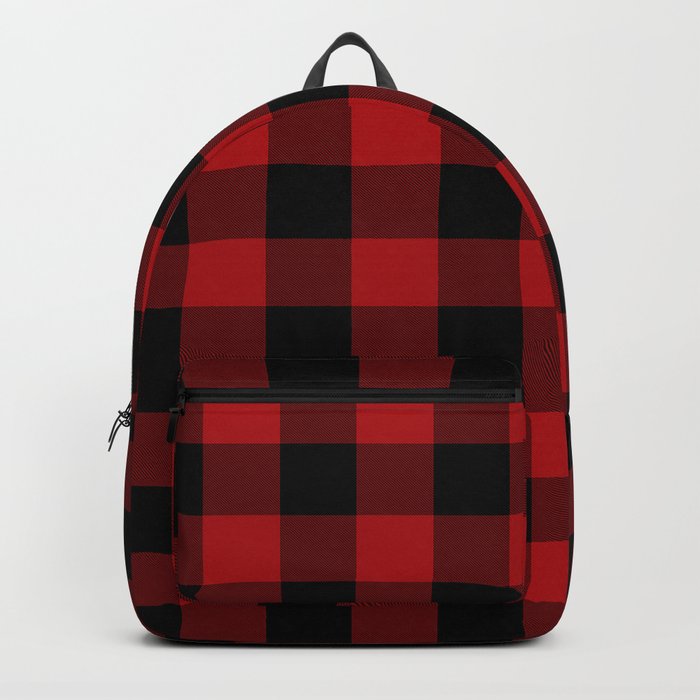 Red and online black checkered backpack