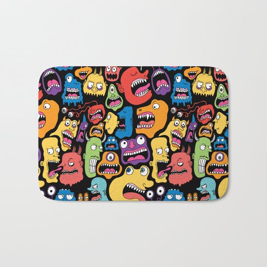 Monster Faces Pattern Bath Mat