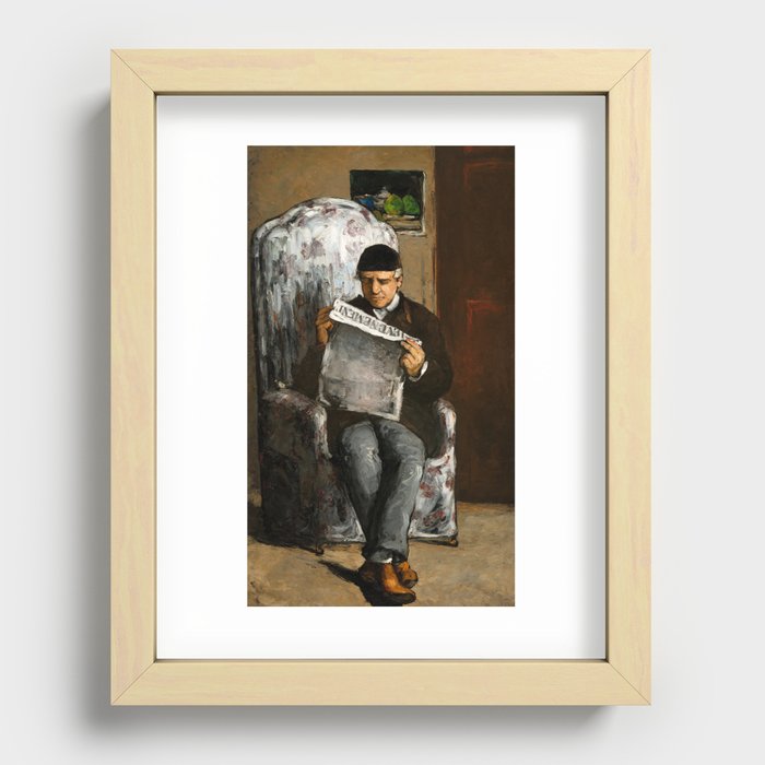 The Artist's Father, Reading L'Evenement, 1866 by Paul Cezanne Recessed Framed Print