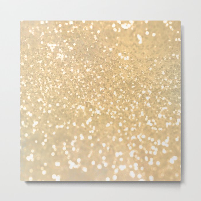 Abstract white gold glamorous girly glitter pattern Metal Print