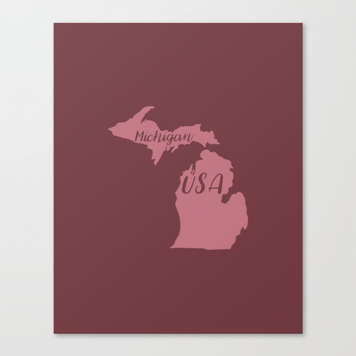 Michigan, USA Outline in Rich Pinks Canvas Print