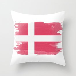 Denmark flag brush stroke, national flag Throw Pillow