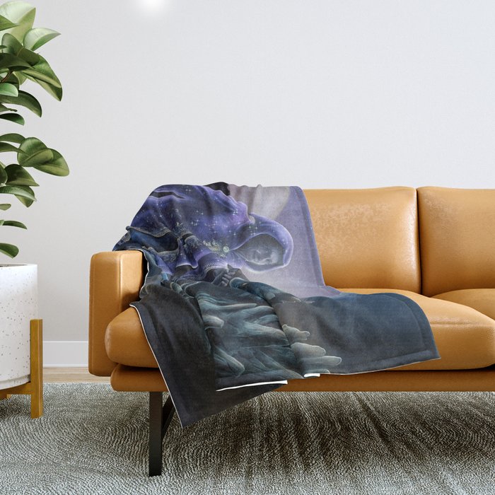 The sorceress and the dragon Throw Blanket