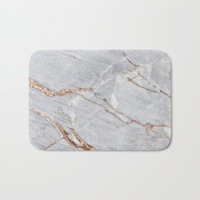 Light Gray Marble With Gold Bath Mat