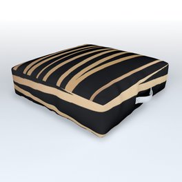 Black and gold stripes Outdoor Floor Cushion