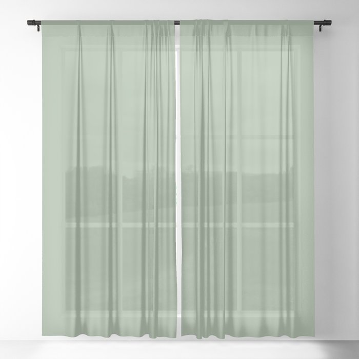 Light Sage Green Solid Color Pairs To Sherwin Williams Nurture Green SW 6451 Sheer Curtain
