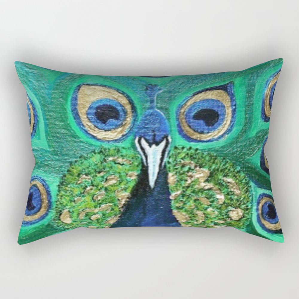 Peacock Rectangular Pillow by edwardsarts