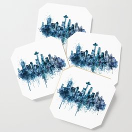 Seattle Skyline monochrome watercolor Coaster