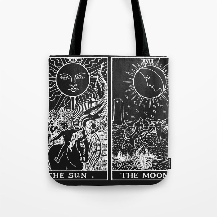 The Sun and Moon Tarot Cards | Obsidian & Pearl Tote Bag