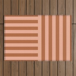 Perpendicular Lines terracota and pink Outdoor Rug