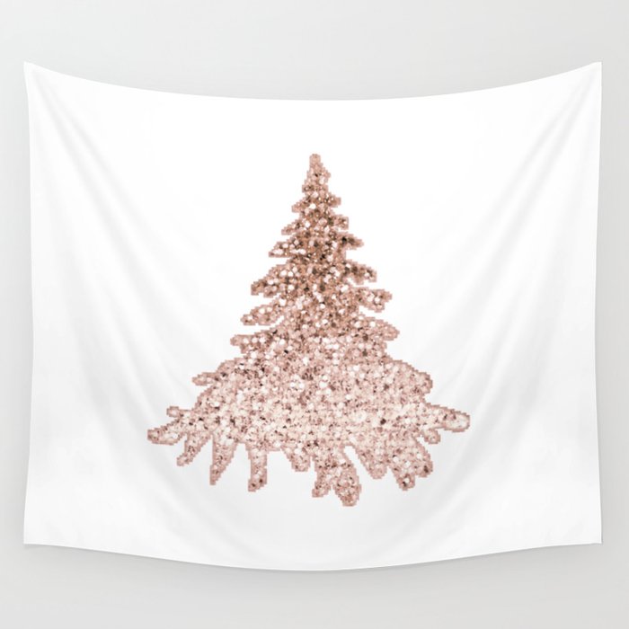 Sparkling Christmas Tree Rose Gold Ombre Wall Tapestry Sparkling Christmas Tree Rose Gold Ombre Wall Tapestry