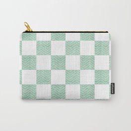 Elegant Teal Silver Glitter Chevron Checkers Pattern Carry-All Pouch