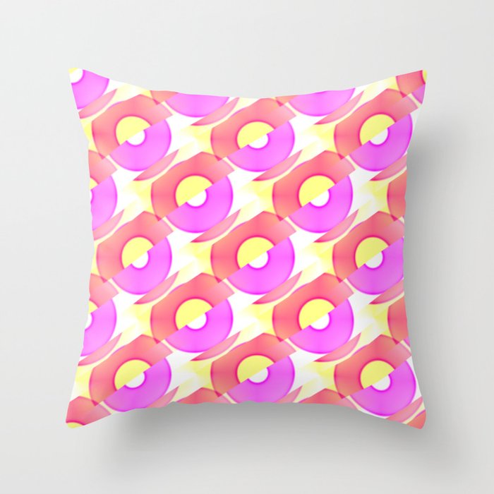 Abstract Yellow and Pink Circle Throw Pillow