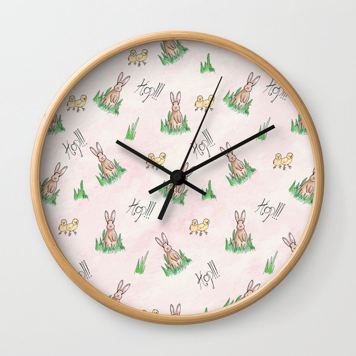 sweet little bunny rabbit pattern print wall clock by