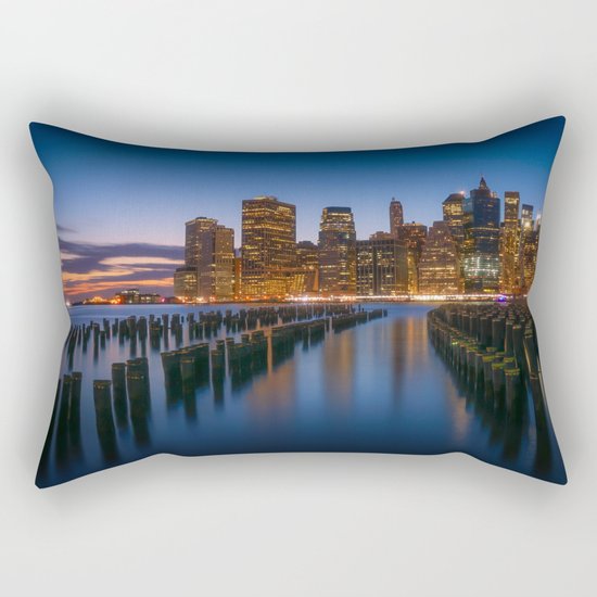 New York Night Lights Rectangular Pillow