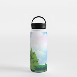 Peaceful forest lake afternoon Water Bottle
