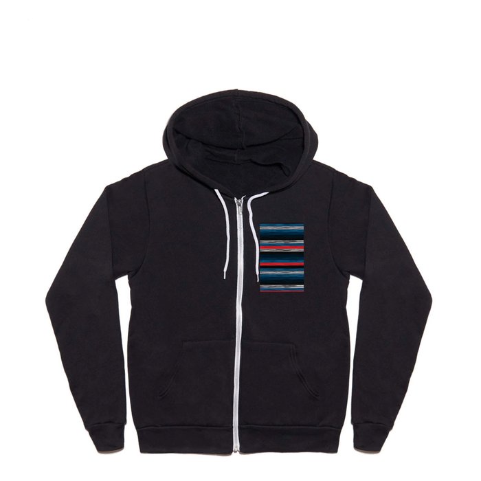 Red and Blue Patchwork 2 Full Zip Hoodie