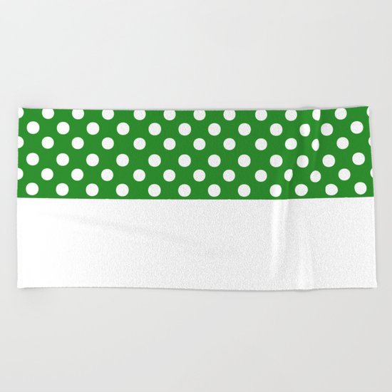 Polka Dots (White/Forest Green) Beach Towel
