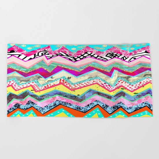 Rainbow Abstract Geometric Beach Towel