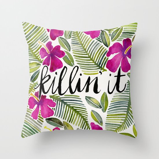 Killin' It – Tropical Pink Throw Pillow
