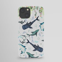 floral shark pattern iPhone Case