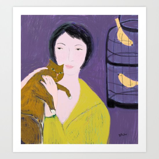 Girl in the Yellow Sweater Art Print