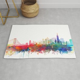 San Francisco Skyline Watercolor by Zouzounio Art Area & Throw Rug