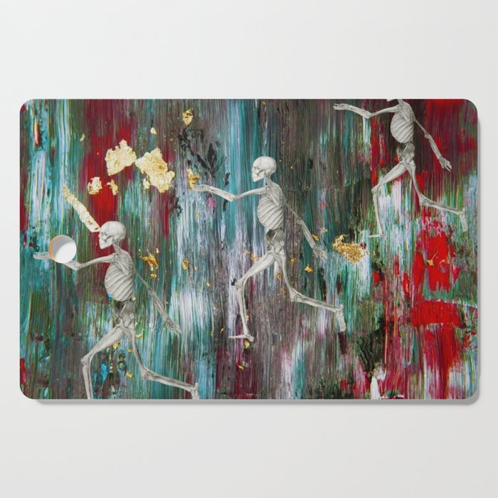 Everybody's free to wear sunscreen; skeletons of friends abstract surreal painting Cutting Board