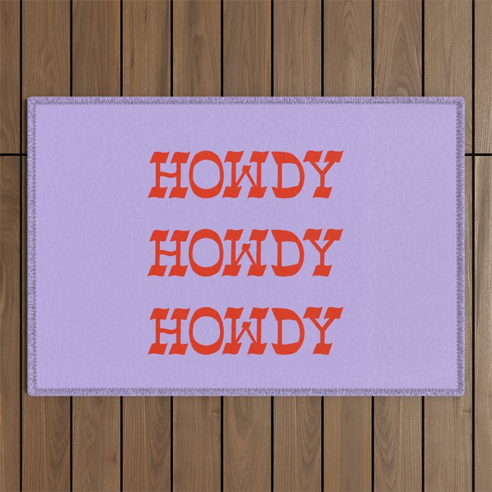 Howdy Howdy!  Lavender and Red Outdoor Rug