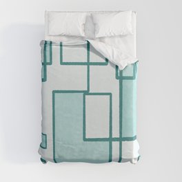 Piet Composition in Light Teal Blue - Mid-Century Modern Minimalist Geometric Abstract Duvet Cover