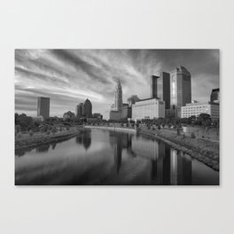 Downtown Columbus Ohio skyline in black and white Canvas Print