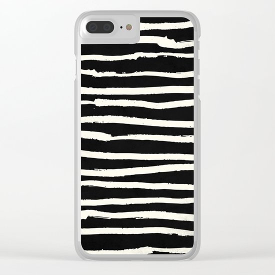 Hand Drawn Stripes on Black Clear iPhone Case