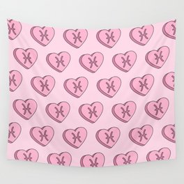 Pisces Candy Hearts Wall Tapestry