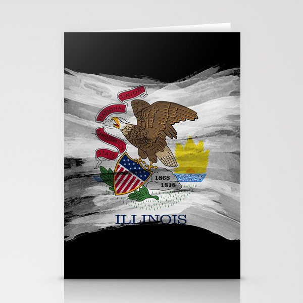 Illinois state flag brush stroke, Illinois flag background Stationery Cards