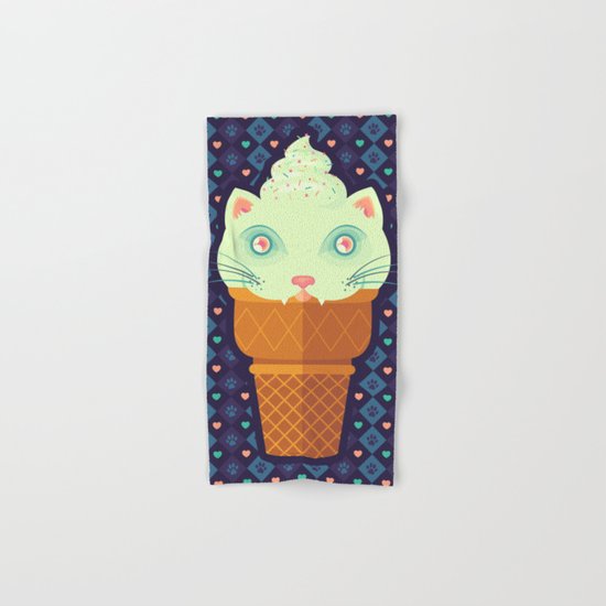Strawberry-Mint Cat Hand & Bath Towel