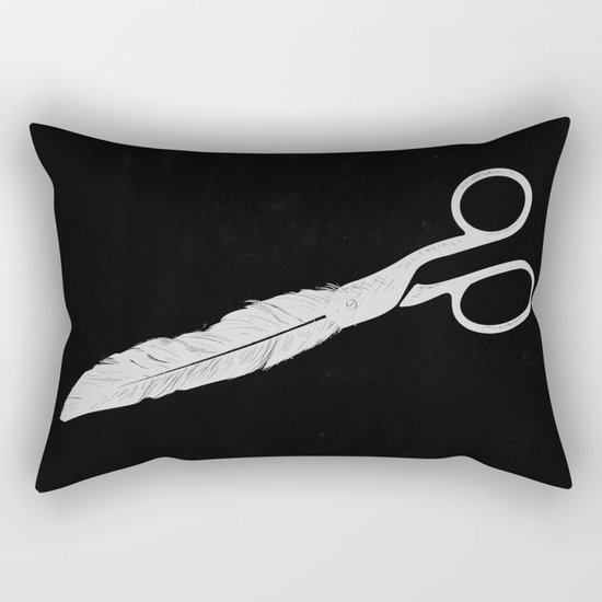 Feathered - On Black. Rectangular Pillow