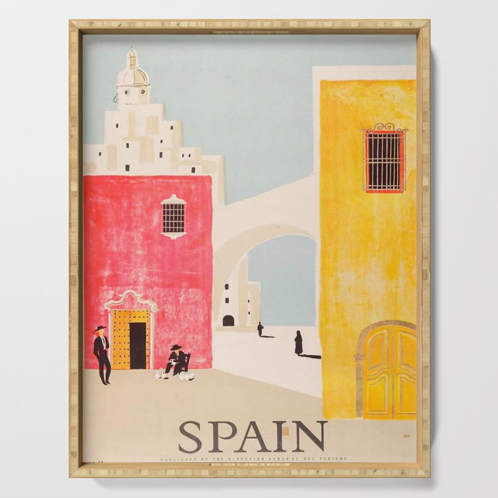 Spain Vintage Travel Poster Mid Century Minimalist Art Serving Tray