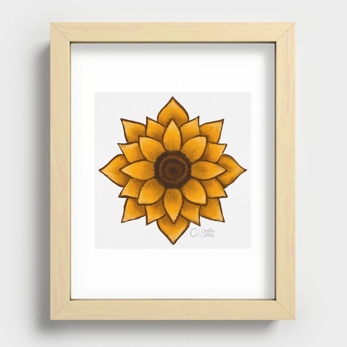 Symmetrical Sunflower Recessed Framed Print