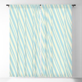 [ Thumbnail: Beige & Powder Blue Colored Lined/Striped Pattern Blackout Curtain ]