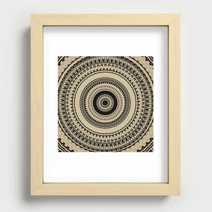Boho Black Ink Tribal Mandala Recessed Framed Print