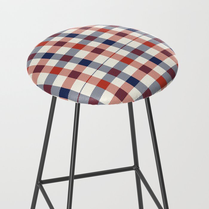 Plaid Red White And Blue Lumberjack Flannel Bar Stool By