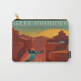 Vintage Sci Fi Valles Marineris Travel Poster Carry-All Pouch | Orange, Airstream, Blue, Futuristic, Postmodern, Travel, Jetpack, Graphicdesign, Mars, Modern 