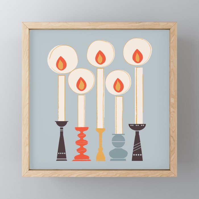 Festive Candles Framed Mini Art Print