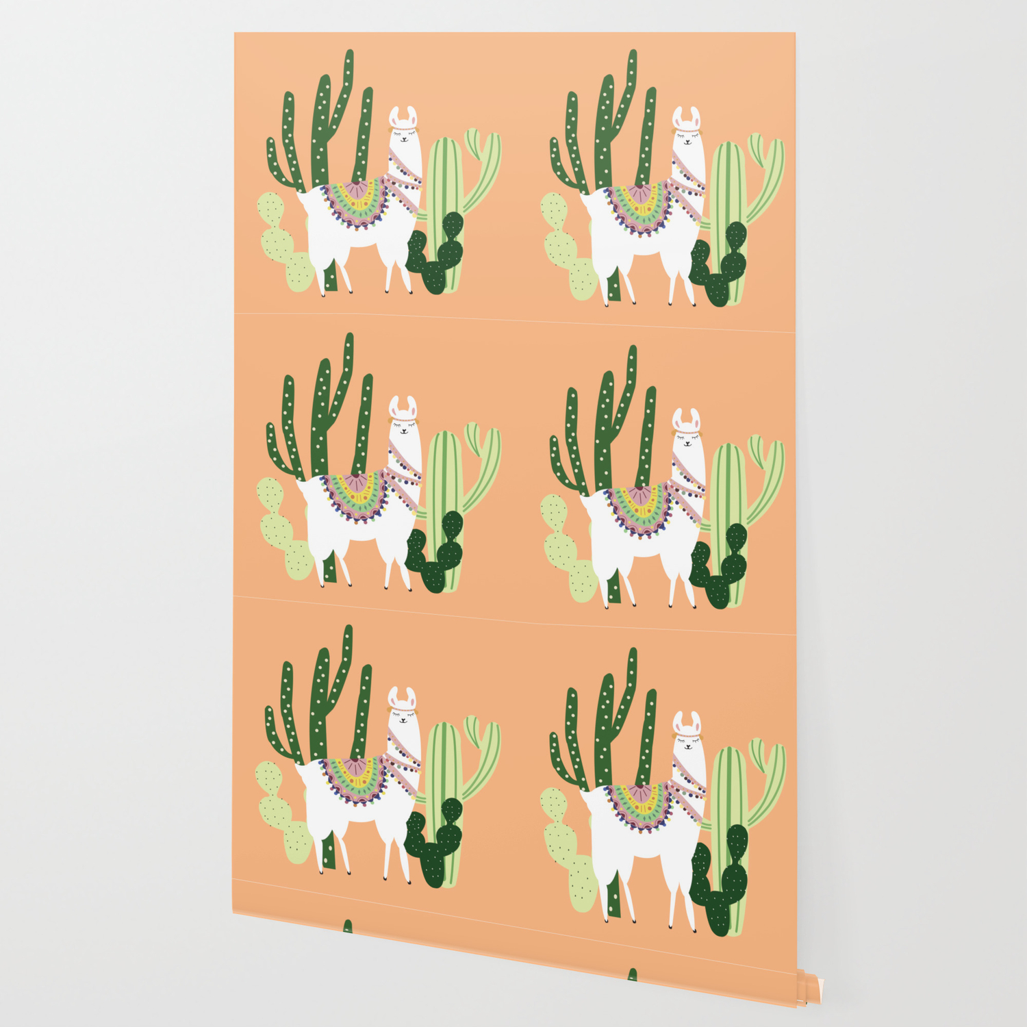 Cute Llama With Cactus Wallpaper By Majchila Society6