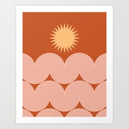 Mid Century Modern Geometric 48 in Sun and Sea Abstraction Art Print