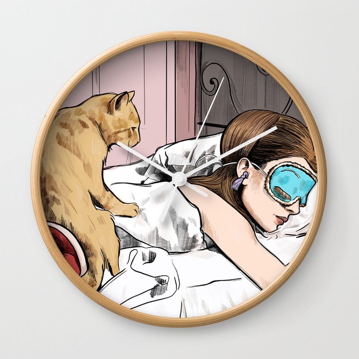 Holly Golightly the cat with no name - Audrey Hepburn in Breakfast at Tiffany's Wall Clock
