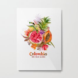 Fruits of Colombia | Frutas Colombianas Metal Print | Pinneaple, Summer, Painting, Palenqueras, Foodie, Dessert, Latin, Cartagena, Colombia, Atypicus 