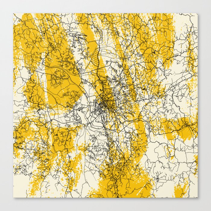 Madagascar, Antananarivo - City Map - Yellow Canvas Print