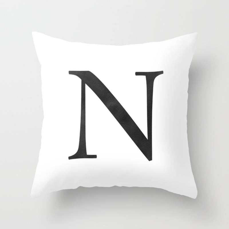 Letter N Initial Monogram Black And White Throw Pillow By Followmeinstead Society6