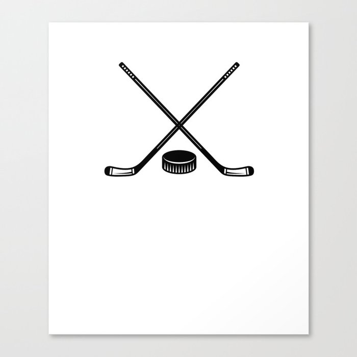 ice hockey bat and puck Canvas Print